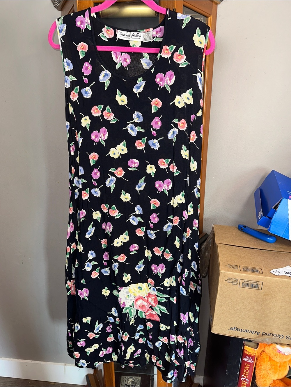Nicole Miller Black Floral Sleeveless Casual Dress